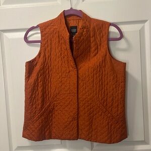 Eileen Fisher Womens Lightweight Orange Quilted Vest. Snap Closure.Cottage core